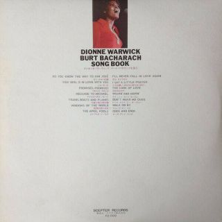 Dionne Warwick ‎– Burt Bacharach Song Book [12  Vinyl LP/GATE] JAPANESE,  NO OBI 2