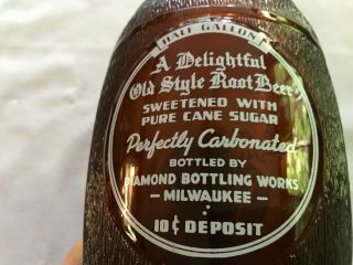 Sky High Root Beer Half Gallon Amber Glass Bottle,  Diamond Bottling,  Milwaukee 7