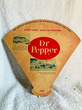 1960 Dr Pepper 75th Anniversary Texas State Fair Fan - Diamond Jubilee