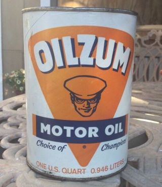 Vintage Early Oilzum Motor Oil One Quart Full Motorcycle Oil