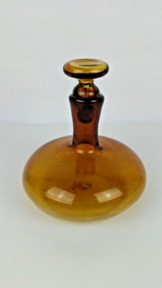 Vintage Amber Liquor Decanter W/glass Stopper