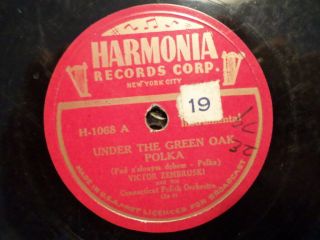 Harmonia 78 Record 1068/victor Zembruski/under The Green Oak Polka/fireside/ Vg,