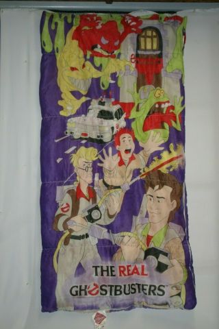 The Real Ghostbusters Vintage Purple Cartoon Kids Sleeping Bag 30 X 57