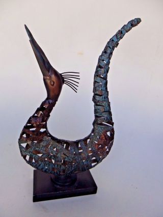 Large Open Work Pelican Sea Bird Metal Figurine Sculpture 19 " X 12 " Pier One