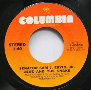 Rock 45 Senator Sam J.  Ervin.  Jr.  - Zeke And The Snake / Bridge Over Troubled W