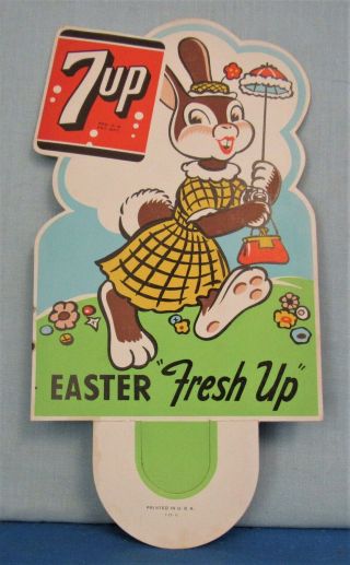 7up Easter Bunny 1951 Die Cut Store Display 7 Up Bottle Topper