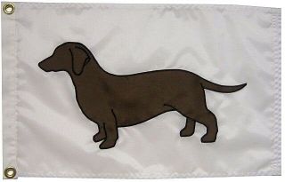 Brown Dachshund On White 12 " X18 " Hand Sewn In The Usa Doxie Weiner Dog Flag