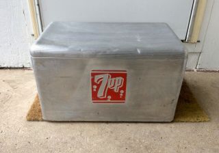 Vintage 7 Up Soda Galvanized Aluminum Cooler Ice From My Dads Garage 22x13x13
