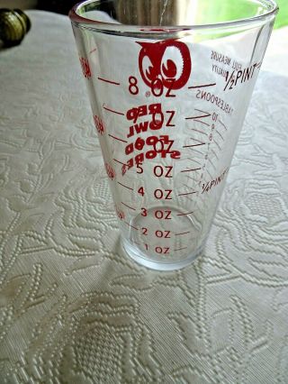 Vintage Red Owl Grocery Store 1 cup 8 oz measuring glass cup 2