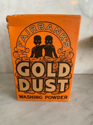 Antique Gold Dust Twins Washing Powder Laundry Soap Box Black Americana