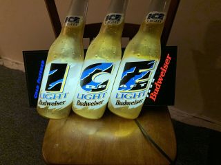 1994 Budweiser Ice Light Draft Light Up Beer Bottle Sign