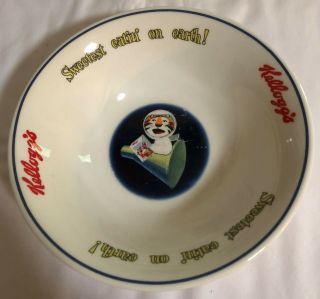 Kellogg ' s cereal bowls,  2 Frosted flakes ceramic bowls,  Tony the Tiger astronaut 8