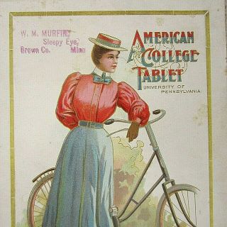 Antique Bicycle Tablet Blotter Ad Murfin Sleepy Eye Mn U Penn American College