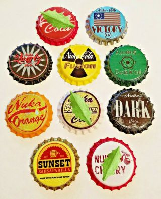 Set Of 10 Fallout Unofficial Bottle Caps Set 1 Nuka Cola Ready For Capping