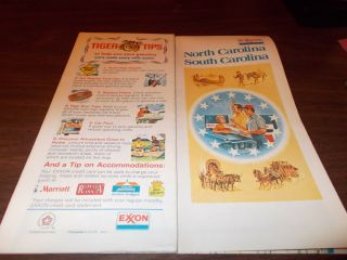 1976 Exxon North And South Carolina Vintage Road Map
