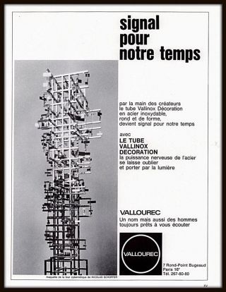 1968 Ad Signal Pour Notre Temps Tower Tube Decor Nicolas Schoffer Vallourec