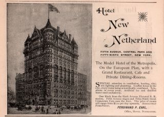 1893 B Ad Hotel Netherland Metropolis 5th Ave Artificial Ice