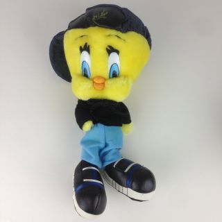 Tweety Bird Plush Denim Cap Black Hoodie Looney Tunes Hip Hop B - Boy 1998 Rare