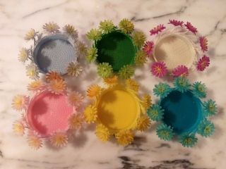 Set Of 6 Vintage Colorful Flower Coasters (please Check Out The Pictures)