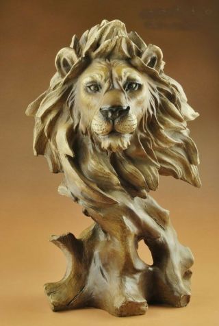 Large Resin Lion Head Bust Statue Figure Sculpture 11 " High