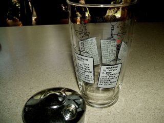 Vintage Mid Century Cocktail Shaker Drink Mixer Recipes Cheers Barware Glass Vgc