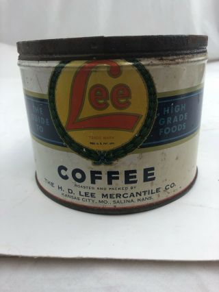 H.  D.  Lee Coffee Tin Lee Mercantile Salina Ks Kansas City Mo No Lid