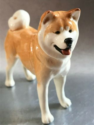 Akita Dog Cute Porcelain Figurine Homedecor Handmade From Russia