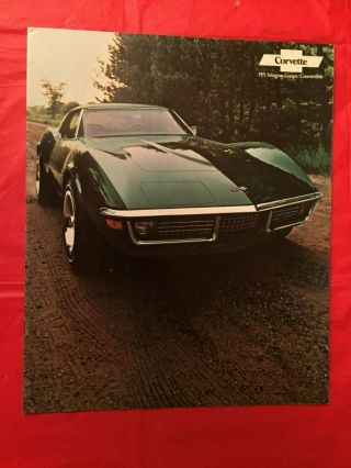 1971 Chevrolet " Corvette " Dealer Car Sales Brochure