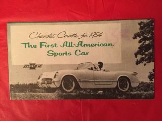 1954 Chevrolet " Corvette " Car Dealer Sales Brochure