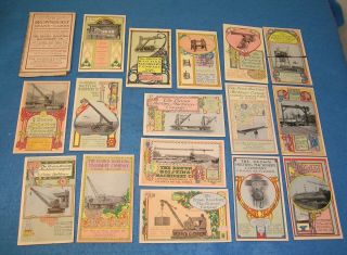 1904 World’s Fair Art Nouveau Brown Hoisting Machine Exhibit 16 Colorful Cards