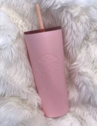 Starbucks Tumbler Sakura Pink Stainless Cup Straw Travel 16 Oz Limited 2018