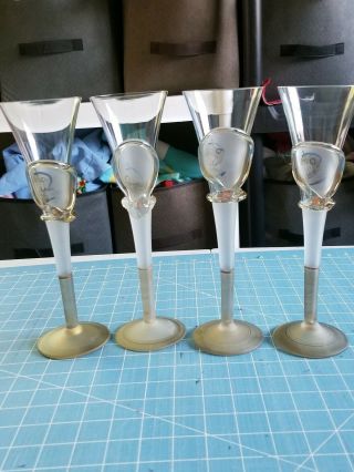 Pre Owned Set Of Four Tamaian Champagne Glasses In,  No Cracks