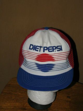 Vintage Diet Pepsi Snapback Hat Cap Cloth Mesh Red White Blue