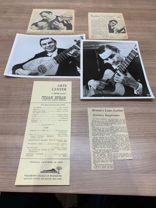 Julian Bream Guitar Lute Legend News Articles 1959 1968,  2 Two Autographs