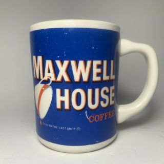 Vintage Maxwell House Coffee Mug Cup Blue Good To Last Drop