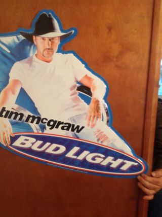 Tim Mcgraw Budweiser Bud Light Rare Large Metal Advertising Sign
