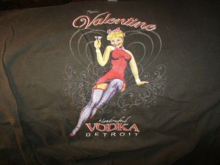 Black Valentine Vodka Detroit Logo T Shirt Large Award Winning