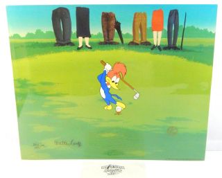 1992 Woody Woodpecker Golfing Fool Serigraph Cel Signed Walter Lantz 