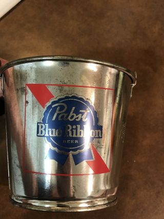 Vintage Pabst Blue Ribbon Beer Metal Ice Bucket Beer