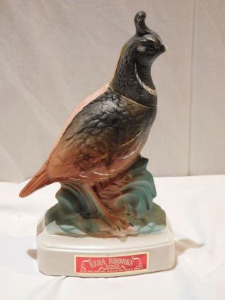 Vintage 1970 Ezra Brooks Whiskey Decanter Pheasant Porcelain Bottle Bird