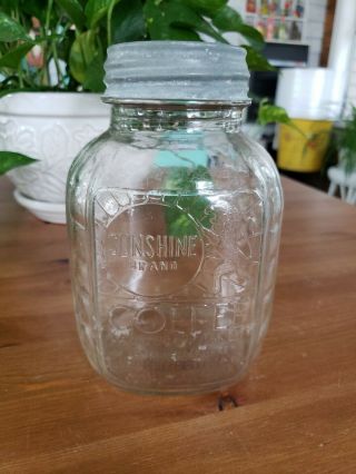 Vintage Sunshine Brand Coffee Jar With Zinc Lid