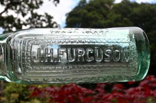 Vintage C1900s J.  H Furguson Kings Gardens Plymouth Devon 10oz Codd Bottle