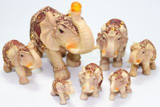Feng Shui Set Of 7 Vintage Elephant Family Statues Figurines Gift Home Decor