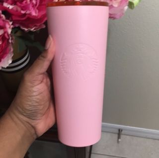 RARE Starbucks Tumbler Pink Stainless Cup Straw Travel 16 oz Limited 2018 4