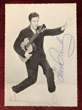 Vintage Elvis Presley Autographed Post Card Hand Signed By The King
