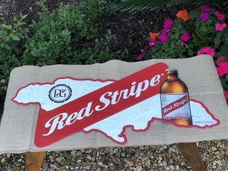 Red Stripe Jamaica Large Beer Tin Sign Bar Man Cave Decor Jamaican 36”x 17”