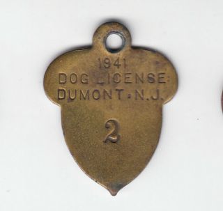 1941 Dumont Jersey Dog License Tag 2