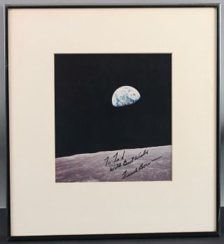 Vintage Frank Borman Apollo 8 Astronaut Autograph Signed Earthrise Photograph