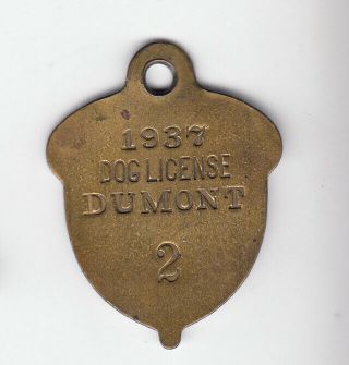 1937 Dumont (jersey) Dog License Tag 2