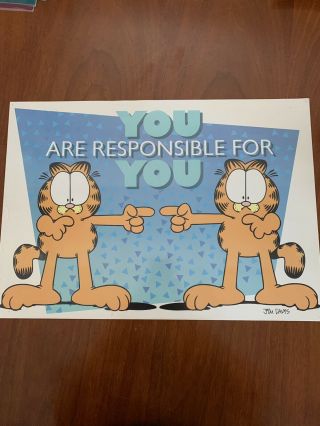 Vtg.  Garfield The Cat Poster By Argus 13.  5 " X19 " Responsible Classroom Teacher